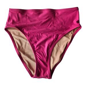 J. CREW Women S Bikini Bottom High Rise High Leg Full Coverage Fuchsia BM642 NEW